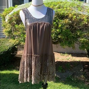 Free people NWOT brown lace and sheer
